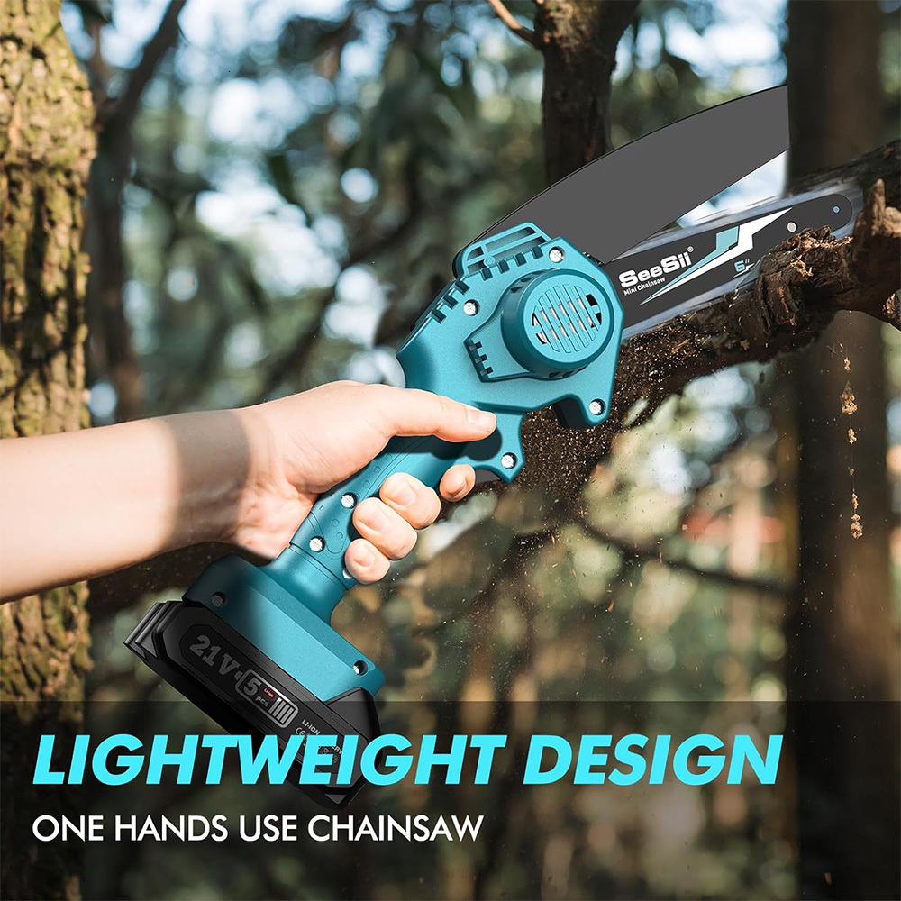 SEESII 6-inch Cordless Mini Chainsaw Electric Power Chain Saw Tree Trimming Wood Cutting for Makita 18V Battery Pin 26Y0907 - view 5