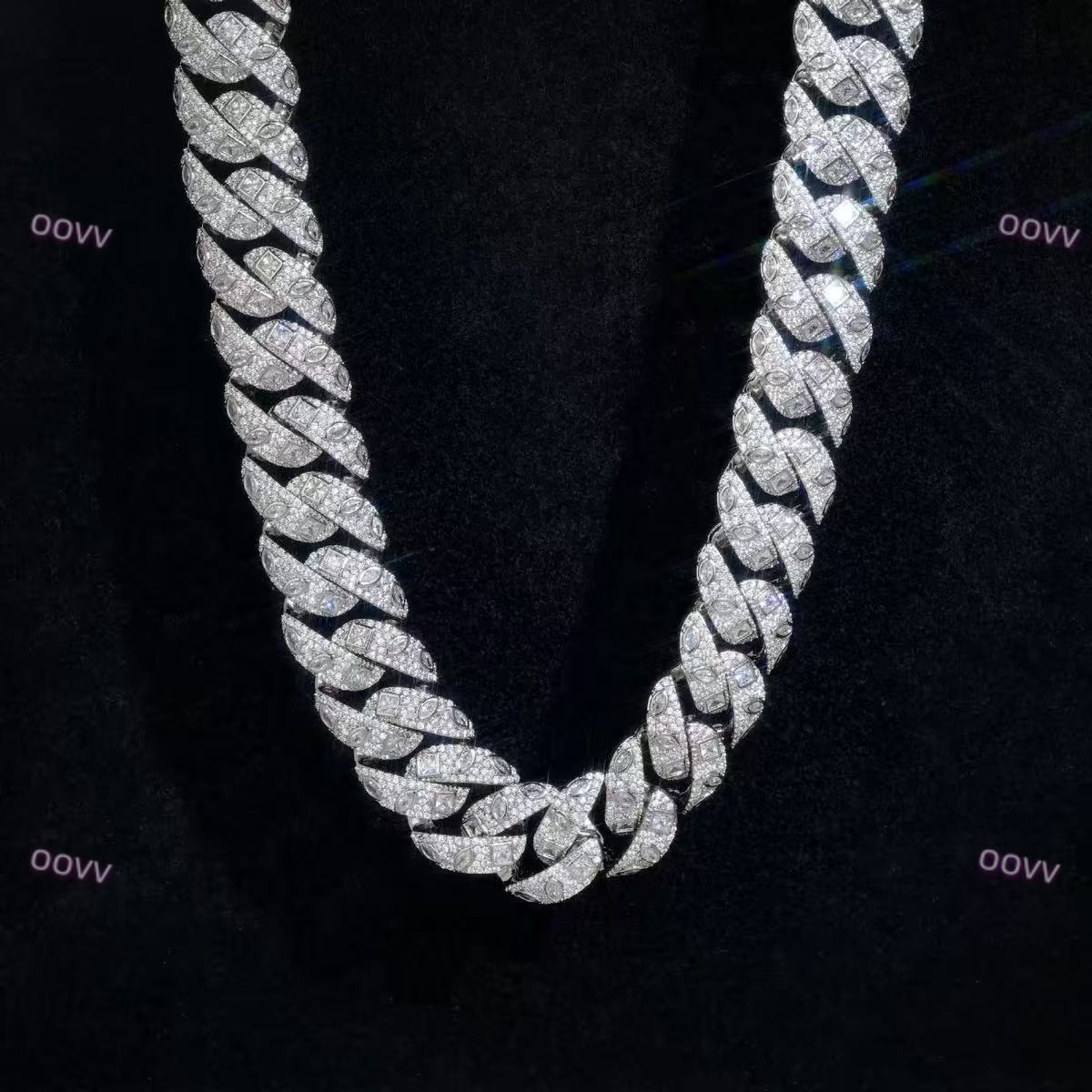 Luxury Custom Moissanite 18mm Cuban Chain 925 Sterling Silver Rose Gold Plated GRA Moissanite Cuban Link Chain Necklace Bracelet - view 7