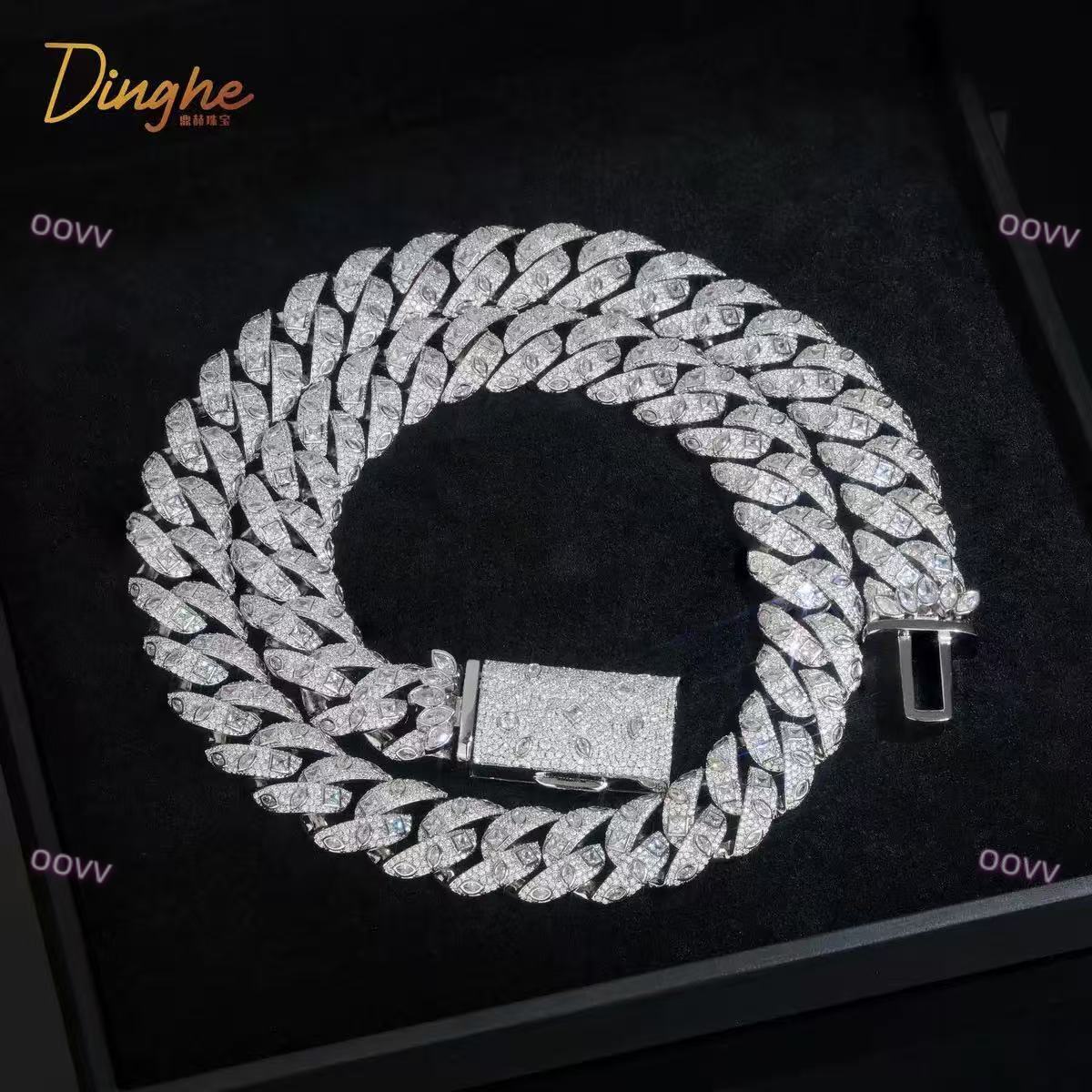 Luxury Custom Moissanite 18mm Cuban Chain 925 Sterling Silver Rose Gold Plated GRA Moissanite Cuban Link Chain Necklace Bracelet - view 8