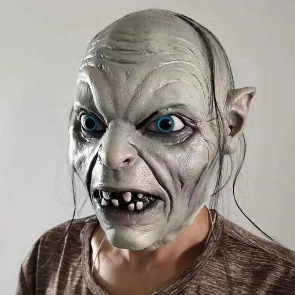 Horror Gollum Skull Mask Hallowmas Cosplay Skeleton Monster Elf Zombies Latex Helmet Halloween Carnival Purim Party Costume Props Gifts C260907 - view 5