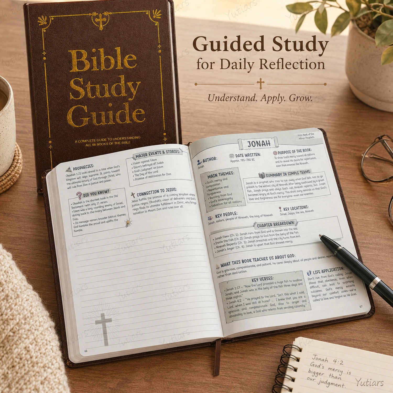 Retro PU Leather Scripture Workbook All 66 Bible Books Structured Devotional Notebook For Christian Holiday Presents 260907 - view 6