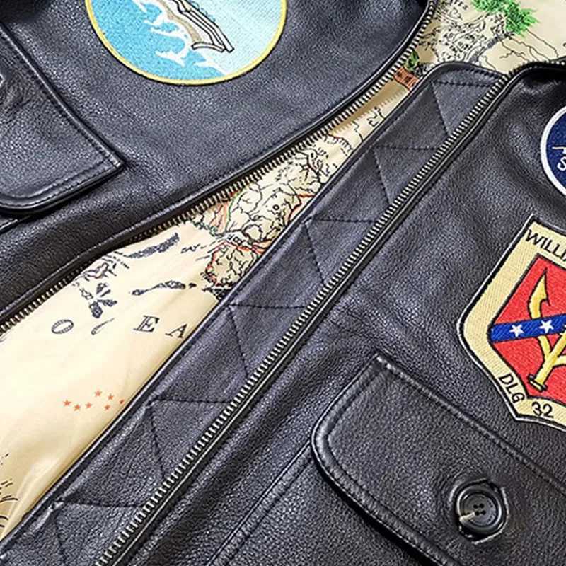 Pilot Winter Brown Dark G1 Leather Jacket Men Military Style Europe Size Thick Genuine Cowhide Top Gun Flight Coats 2026ss new P C260904 - view 5