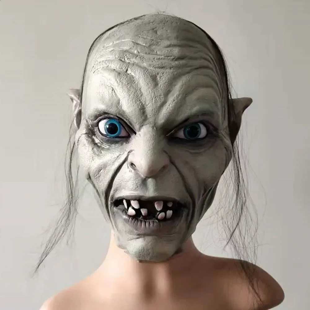 Horror Gollum Skull Mask Hallowmas Cosplay Skeleton Monster Elf Zombies Latex Helmet Halloween Carnival Purim Party Costume Props Gifts C260907