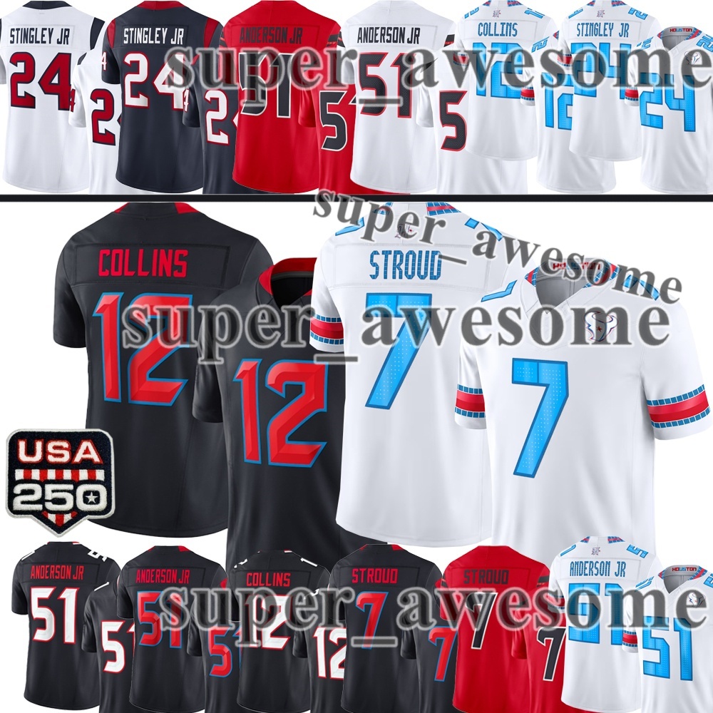 Houstones Texans Maglia Da Calcio CJ Stroud Derek Stingley Jr Will Anderson Jr Danielle Hunter Nico Collins David Montgomery Jaylin Noel Azeez Al-Sh-image