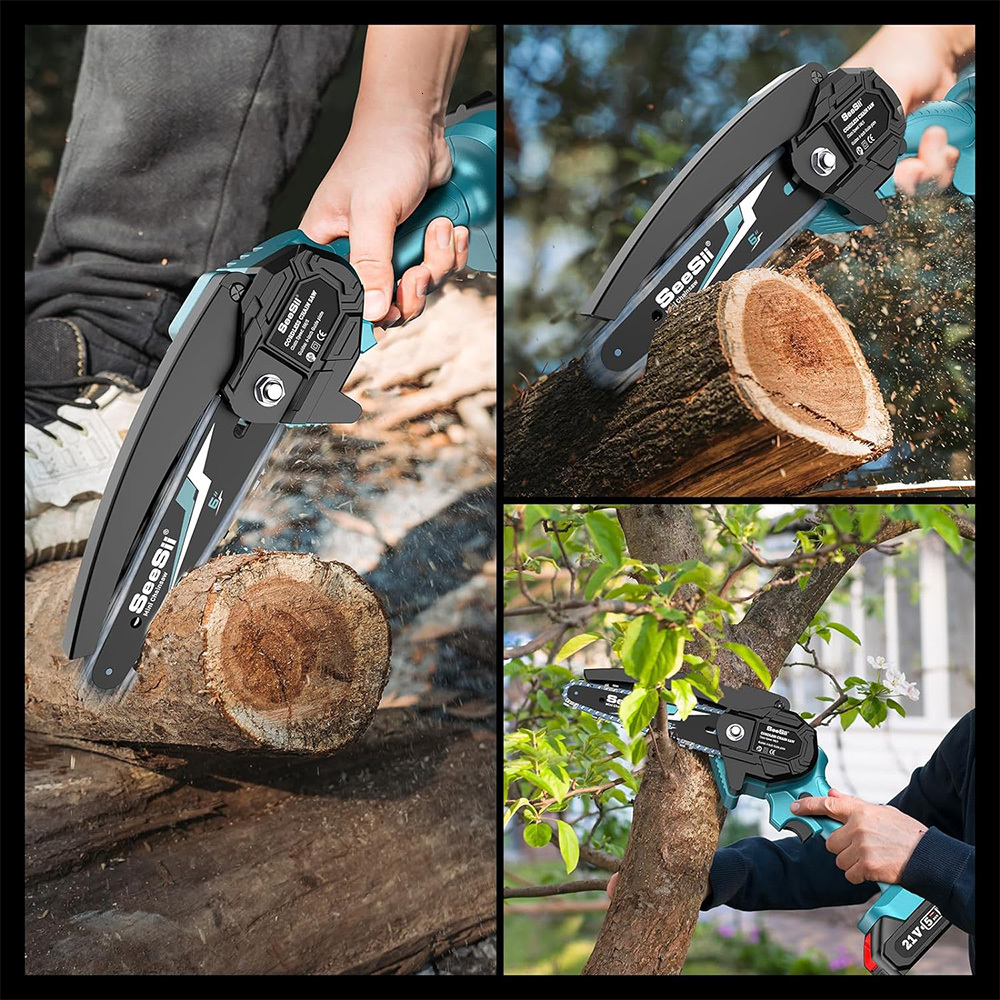 SEESII 6-inch Cordless Mini Chainsaw Electric Power Chain Saw Tree Trimming Wood Cutting for Makita 18V Battery Pin 26Y0907 - view 6