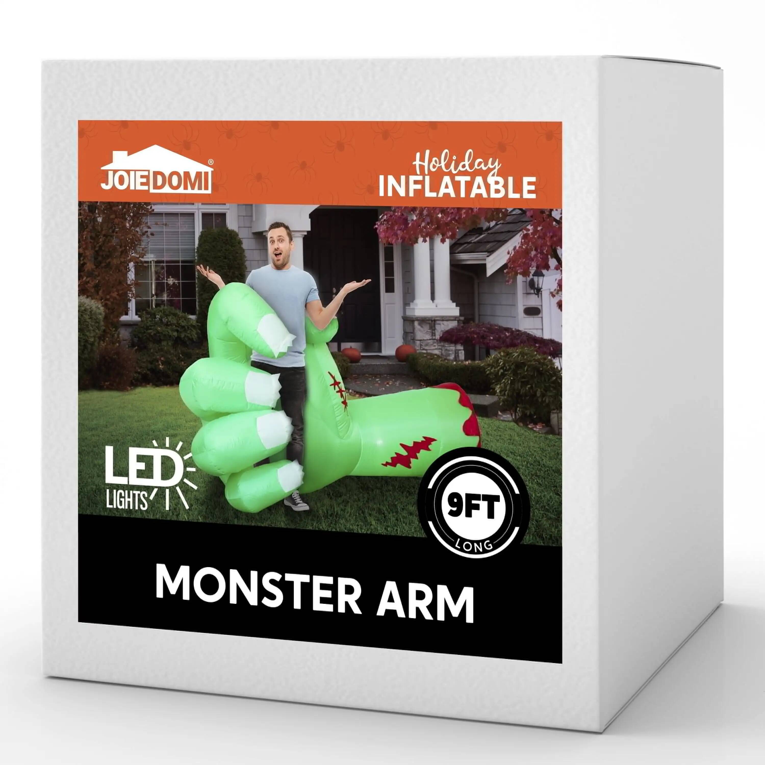 Joyfy 9ft Broken Zombie Arm Halloween Inflatables Outdoor Decoration with Built-in LEDs Scary Green Giant Hand J260907 - view 7