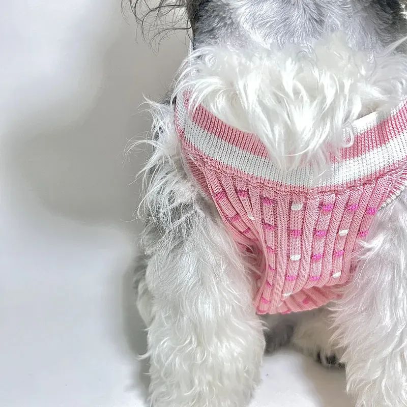 Designer Dog Clothes Brands Dog Apparel Dogs Sweater Classic Letters Pattern Stretch Comfort Cotton Pet Sweatshirt Vest for Small Doggy Pink - view 6