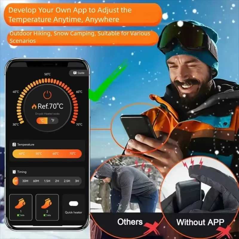 New APP Control Heated Socks 5000mah Battery Electric Heated Skiing Socks Winter Thermal Heated Foot Warmer Sport Socks Q260907 - view 4