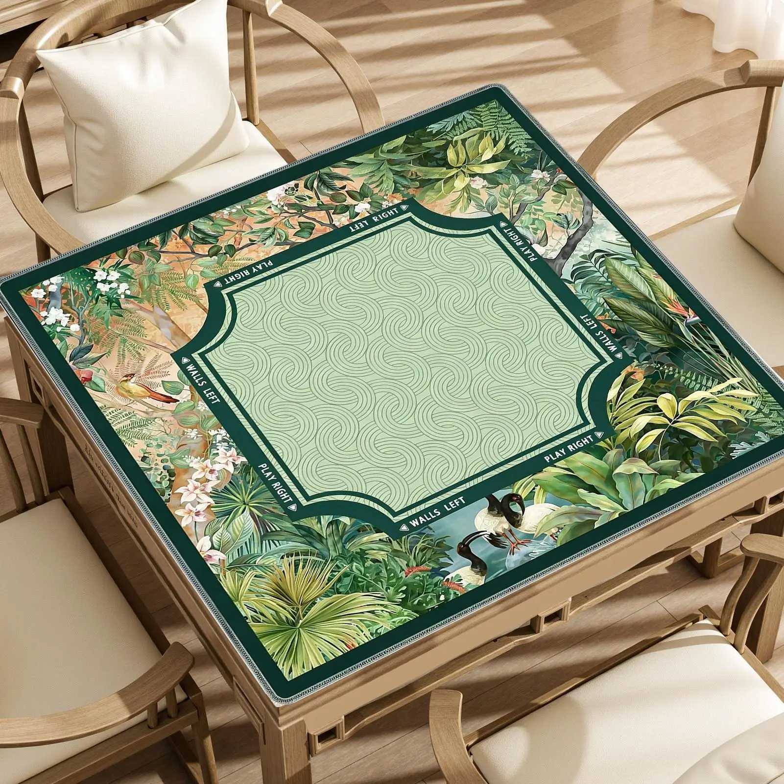 80x80cm Non-Slip Mahjong Mat for Table Noise Reduction Tropical Mahjong Mat Table Cover for Tile Games Home Dorm Apartment Z260908 - view 3