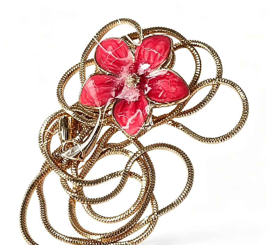 1pc Elegant Vintage Sweet Niche Minimalist Oil Drip Pink Flower Pendant Adjustable Womens Long Sweater Chain Necklace Fashion Suitable F H260730 - view 9