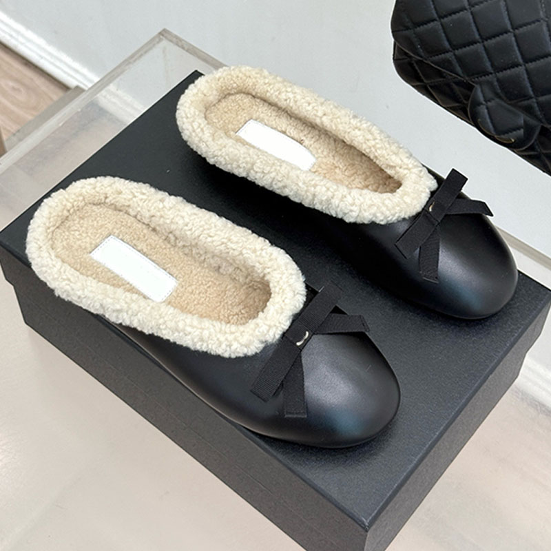 Donna Mulo Foderato In Shearling Con Fiocco Lady Autunno Inverno Sabot Con Punt…