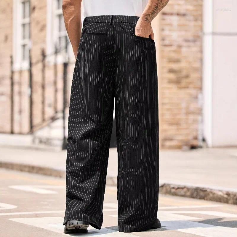 Men' s Suits KIDWHXR Man Suit Pant Korean Striped Pleate - view 3