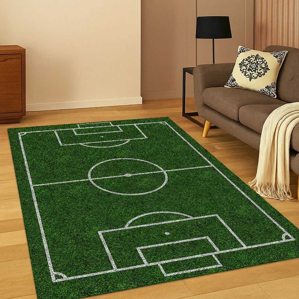 3D Football Black Football Field Sports Carpet Rug for Living Room Sofa Home Bedroom Doormat Decor Playroom Non-slip Area Rug X260907 - view 3