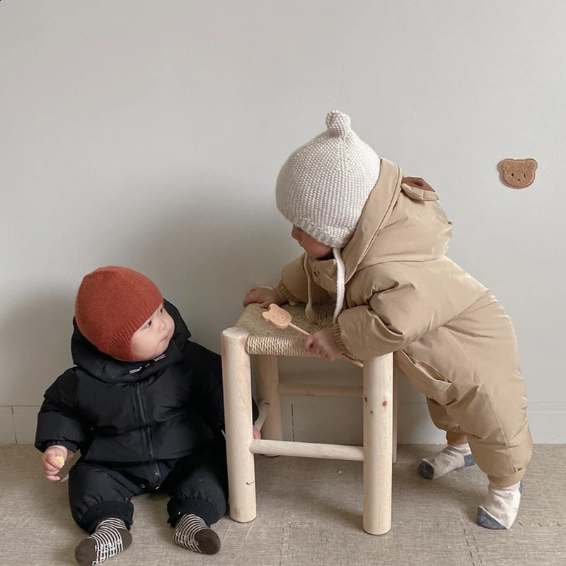 born Baby Boy Girl Jumpsuit Winter Cute Cartoon Hooded Bodysuits for Infants Solid Thick Warm Kids Clothes Girls Costumes 260907 - view 3