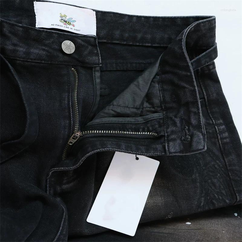 Men' s Jeans America Style Letter Embroidered Loose Retr - view 4