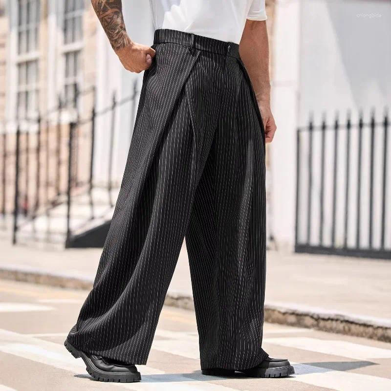 Men' s Suits KIDWHXR Man Suit Pant Korean Striped Pleate - view 4
