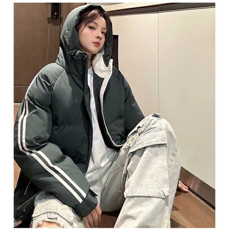 Unisex Cotton Winter Jacket Men's Women's Patchwork Color Padded Coat Windproof Warm Cotton Zipper Hooded Outwear DailyT260907 - view 6