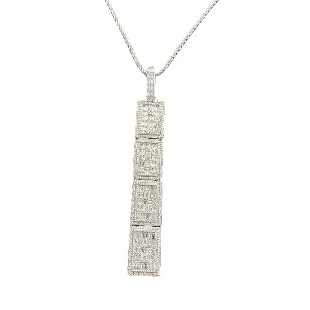 18K Plated VVS Moissanite Custom Stacked Vertical Letter Pendant, Bling Hip Hop Personalized Name Charm Necklace for Men Jewelry - view 7