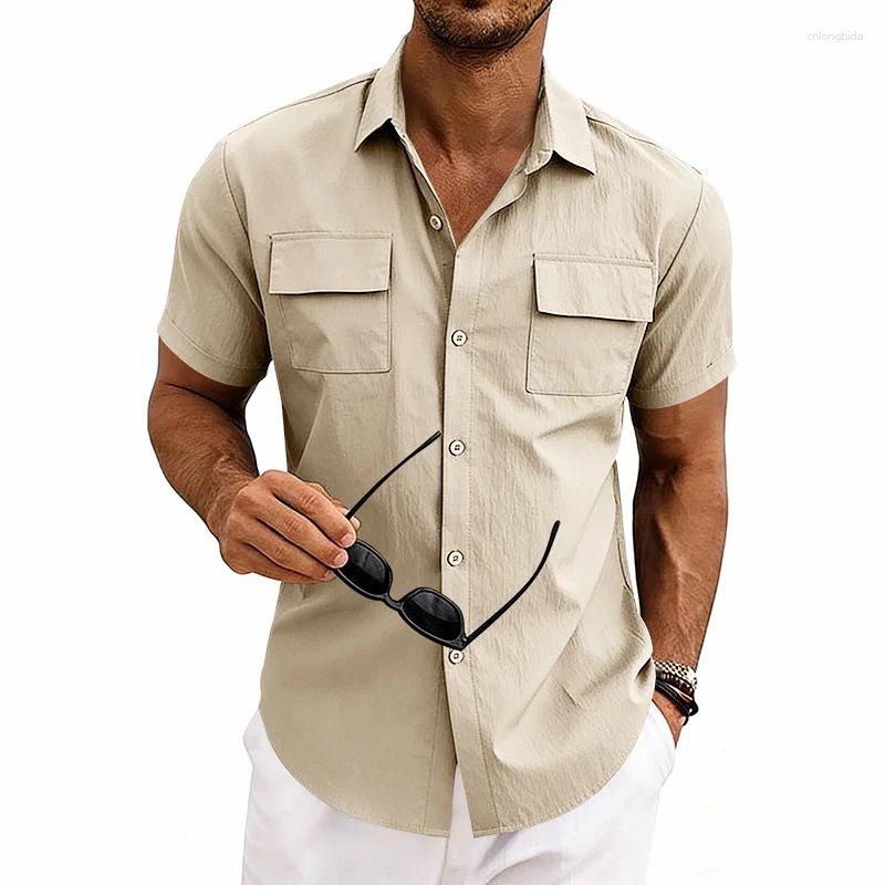 Men' s Casual Shirts Men Plus Size Summer Short Sleeve C - view 7