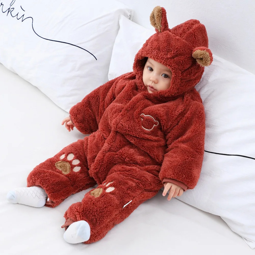 Autumn and Winter Baby Plush Climbing Clothes Baby Warm and Thick Cartoon Dog Rabbit Cute Cotton Clothes for 0-2 Years 260907 - view 3