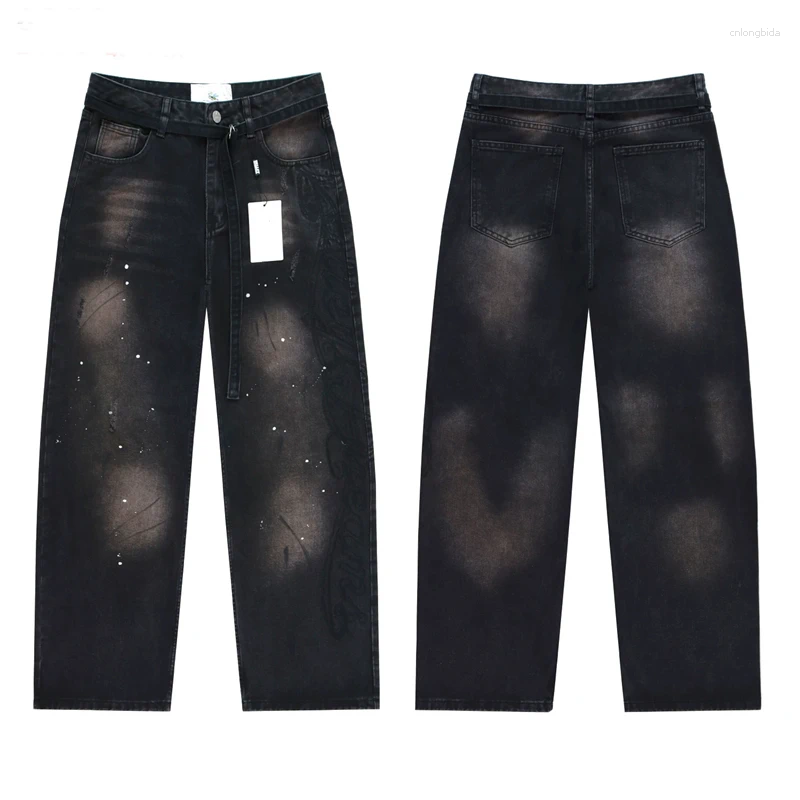 Men' s Jeans America Style Letter Embroidered Loose Retr - view 3