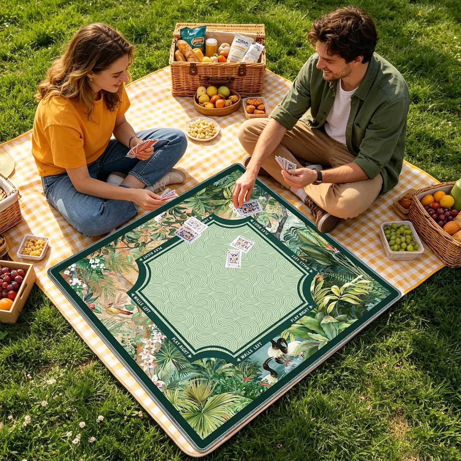 80x80cm Non-Slip Mahjong Mat for Table Noise Reduction Tropical Mahjong Mat Table Cover for Tile Games Home Dorm Apartment Z260908 - view 5