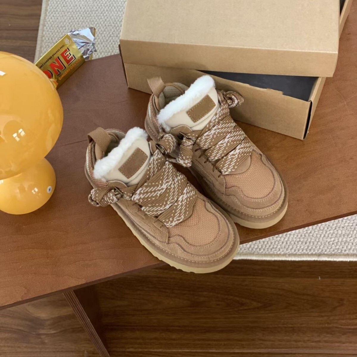 Ladies Suede Warm Plush Lined Platform Winter Shoes Lace Up Non Slip Snow Sneakers For Outdoor Daily Cold Season Wear - view 5