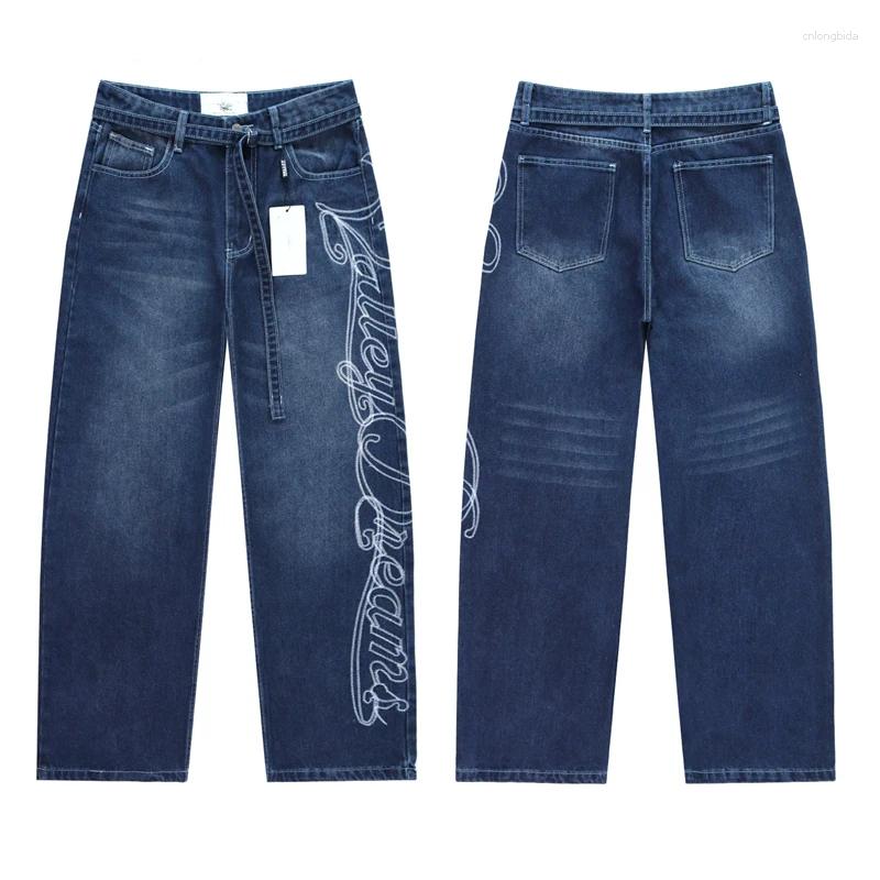 Men' s Jeans America Style Letter Embroidered Loose Retr - view 8