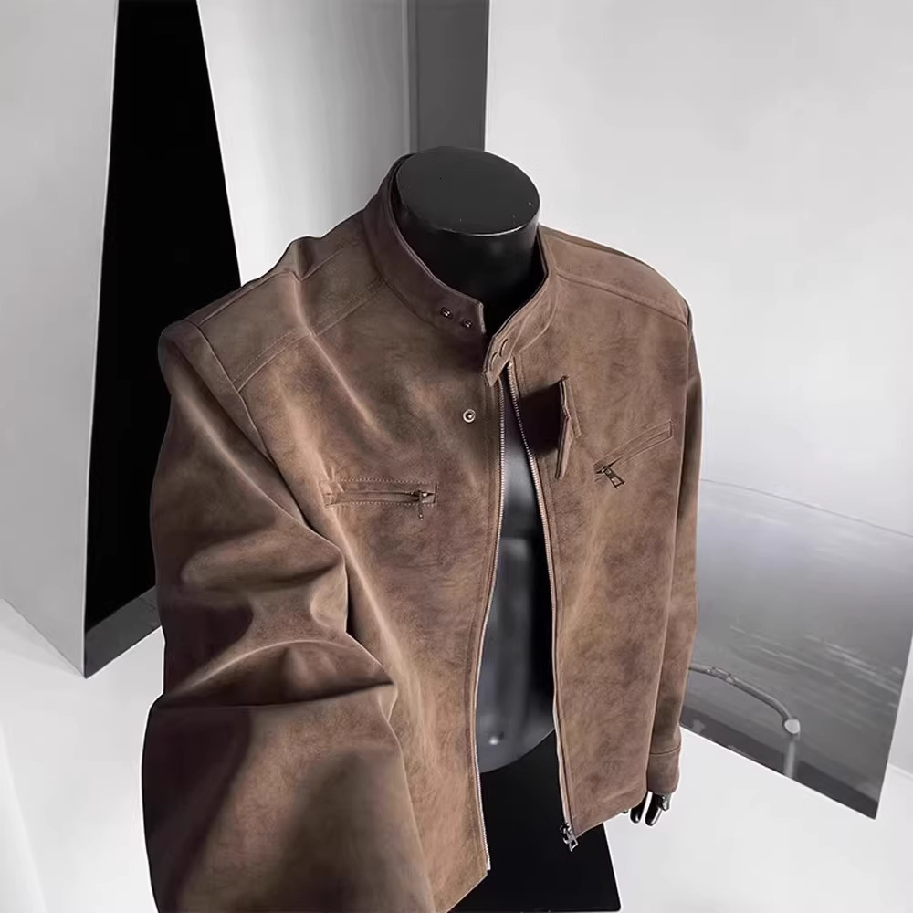 Designer Jacket American Luxury Fashion Brand Men's Stand Up Collar PU Leather Slim Fit Flying Baseball Jacket Youth Outdoor Sports And Leisure B - view 3