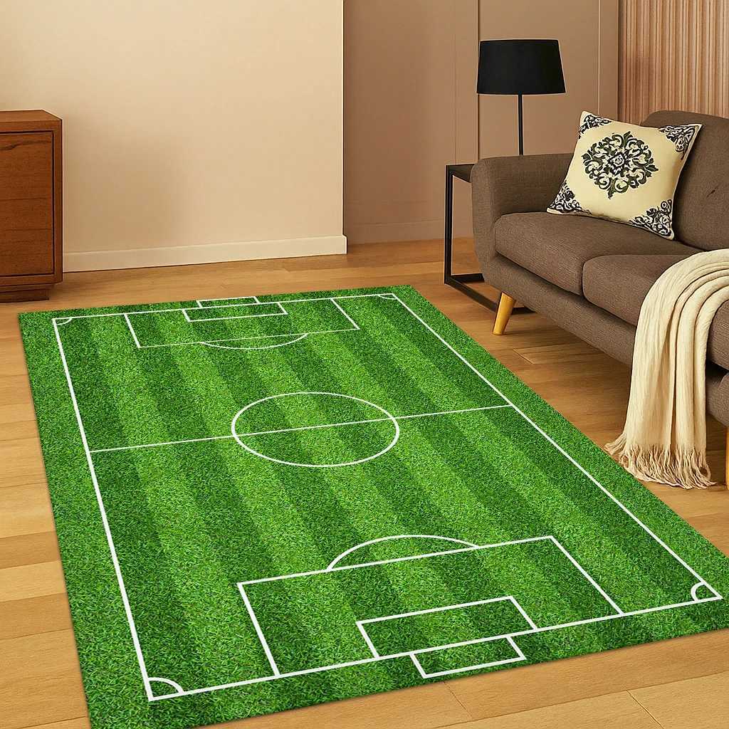 3D Football Black Football Field Sports Carpet Rug for Living Room Sofa Home Bedroom Doormat Decor Playroom Non-slip Area Rug X260907 - view 7