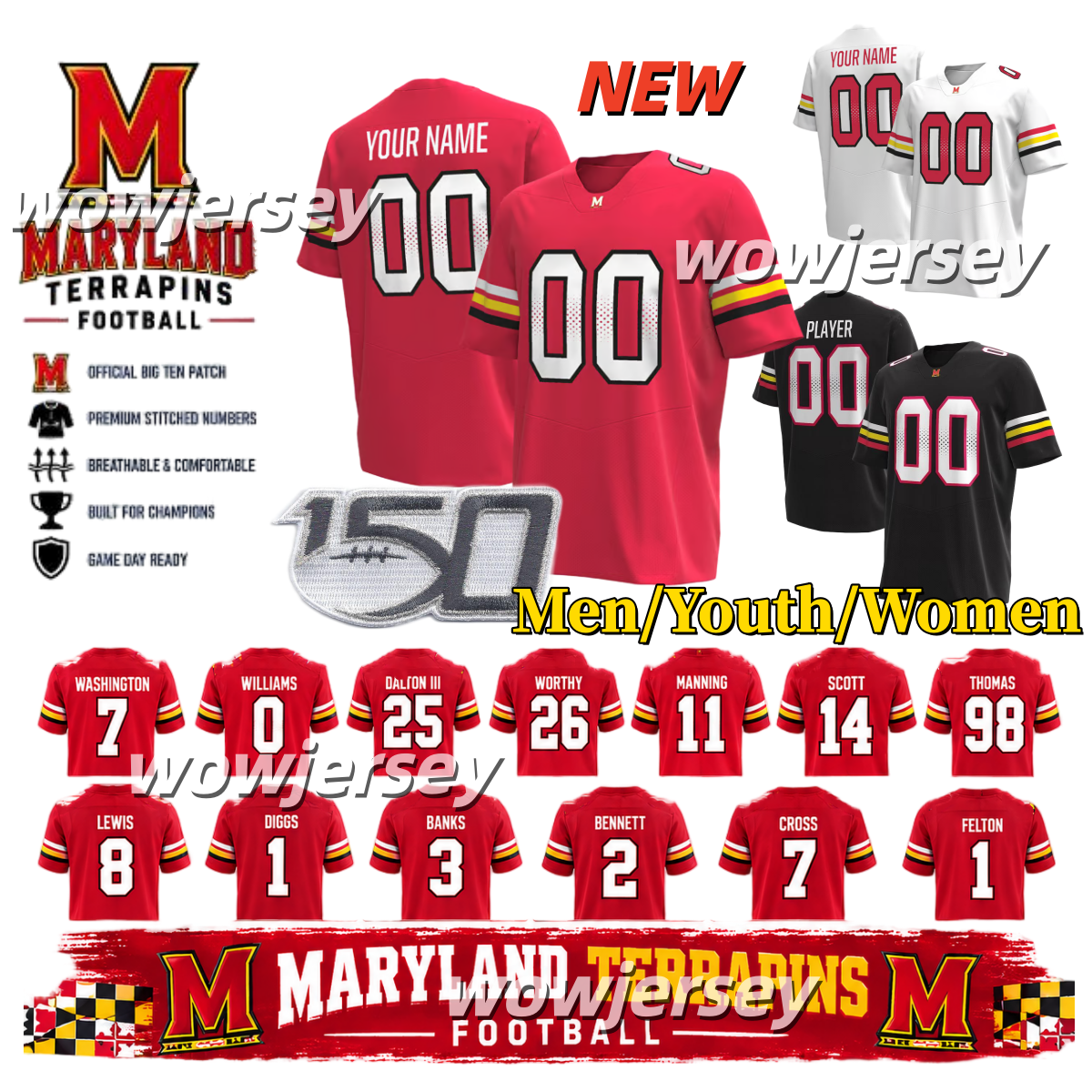 2025 Maryland Terrapins Justyn Martin Football Jersey Khristian Martin Iverson …