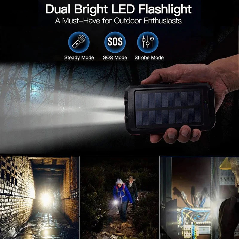 Solar Power Bank 80000mAh Portable Charging Powerbank External Battery Charger Strong Light LDE Light for All Smartphones 260907 - view 3