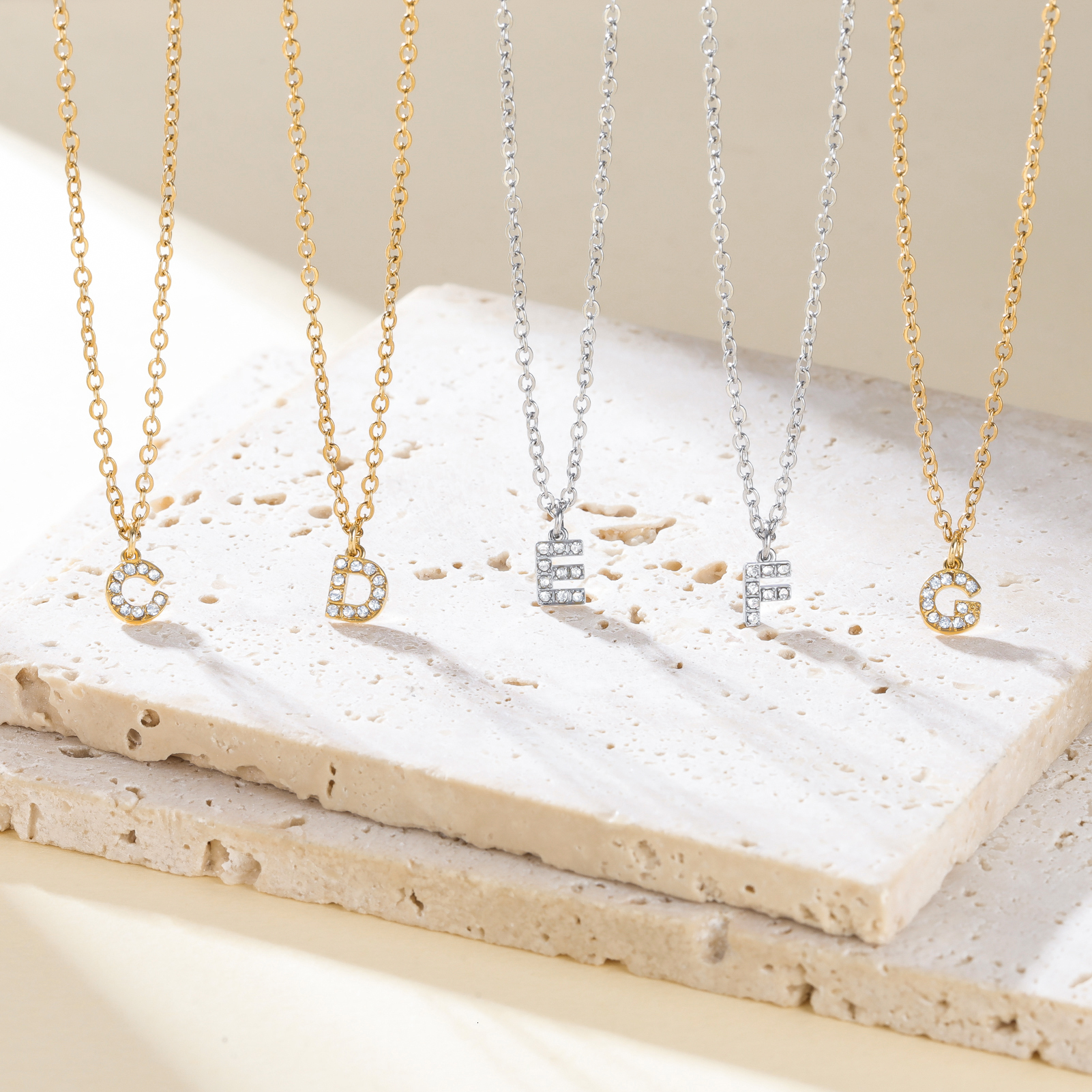 Stainless Steel Clear Zircon A-Z Initial Necklace Gold Color Women Trendy Choker Minimalist Alphabet Letter Jewelry Gift ddmysat - view 6