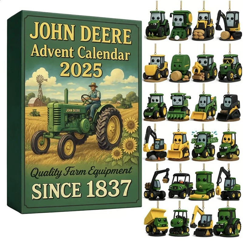 Airplane Tractor 2D Pendant Advent Calendar Christmas Gift 24 Day Countdown Retro Engine Acrylic Hanging Decoration Blind Box 260907