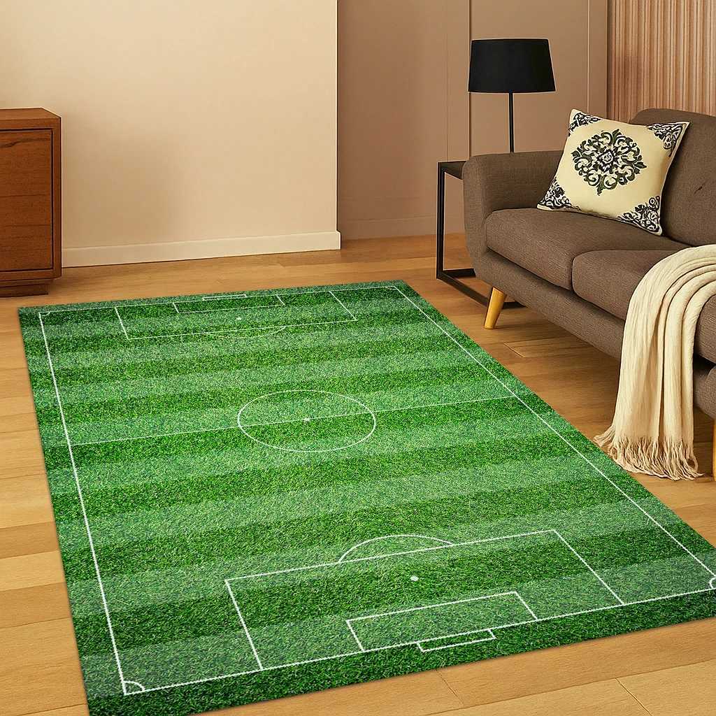 3D Football Black Football Field Sports Carpet Rug for Living Room Sofa Home Bedroom Doormat Decor Playroom Non-slip Area Rug X260907 - view 4