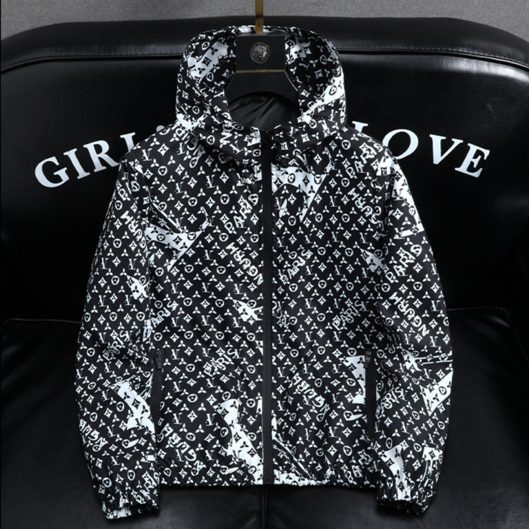 Designer Jacket Luxury Fashion Loose Zipper Geometric Stripe Printed Men's Windproof Hoodie Spring Autumn Youth Outdoor Sports Thin Top Breathabl - view 8