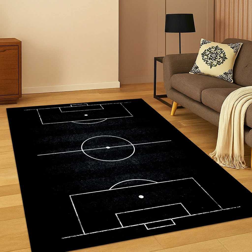 3D Football Black Football Field Sports Carpet Rug for Living Room Sofa Home Bedroom Doormat Decor Playroom Non-slip Area Rug X260907 - view 6