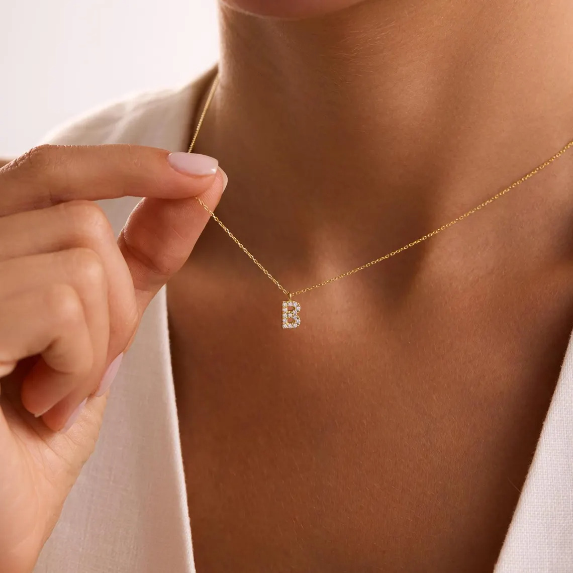 Stainless Steel Clear Zircon A-Z Initial Necklace Gold Color Women Trendy Choker Minimalist Alphabet Letter Jewelry Gift ddmysat