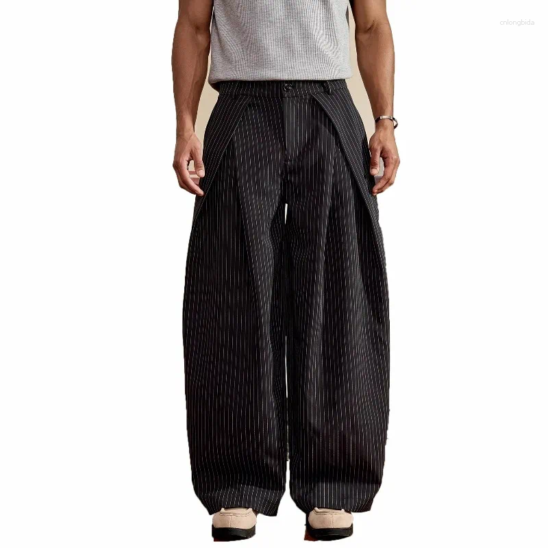 Men' s Suits KIDWHXR Man Suit Pant Korean Striped Pleate - view 6