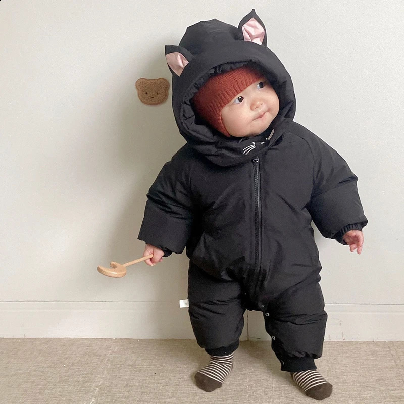 born Baby Boy Girl Jumpsuit Winter Cute Cartoon Hooded Bodysuits for Infants Solid Thick Warm Kids Clothes Girls Costumes 260907 - view 5