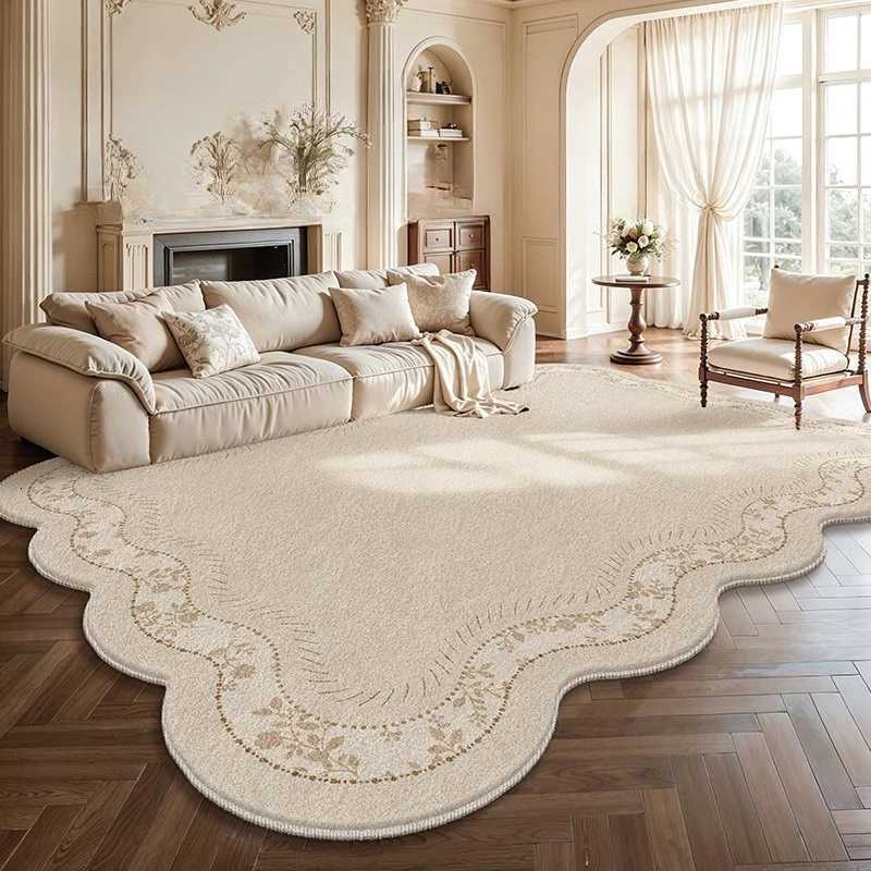 Cream Style Rugs for Bedroom Large Area Living Room Decoration Plush Carpet Irregular Thick Lounge Floor Mat Fluffy Soft Rug X260907