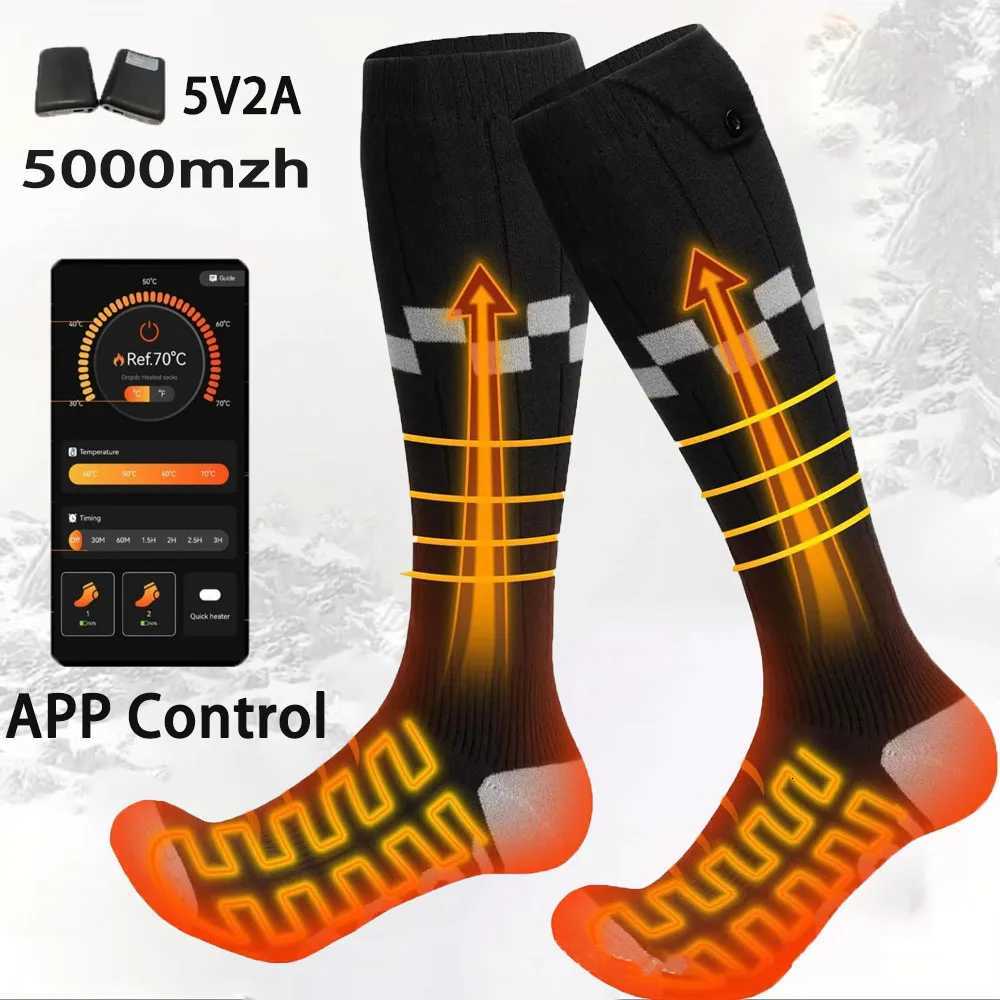 New APP Control Heated Socks 5000mah Battery Electric Heated Skiing Socks Winter Thermal Heated Foot Warmer Sport Socks Q260907