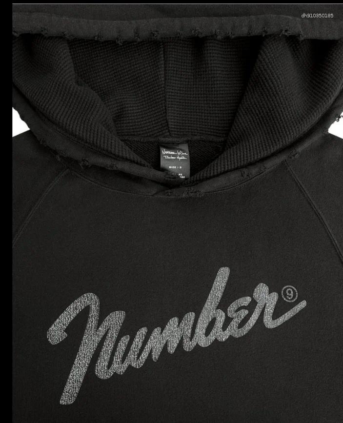 Men's Hoodies 2026 Number Nine The High Streets Cotton Vintage Hoodie Hip-hop Pure Black Cracked WY1538 - view 8