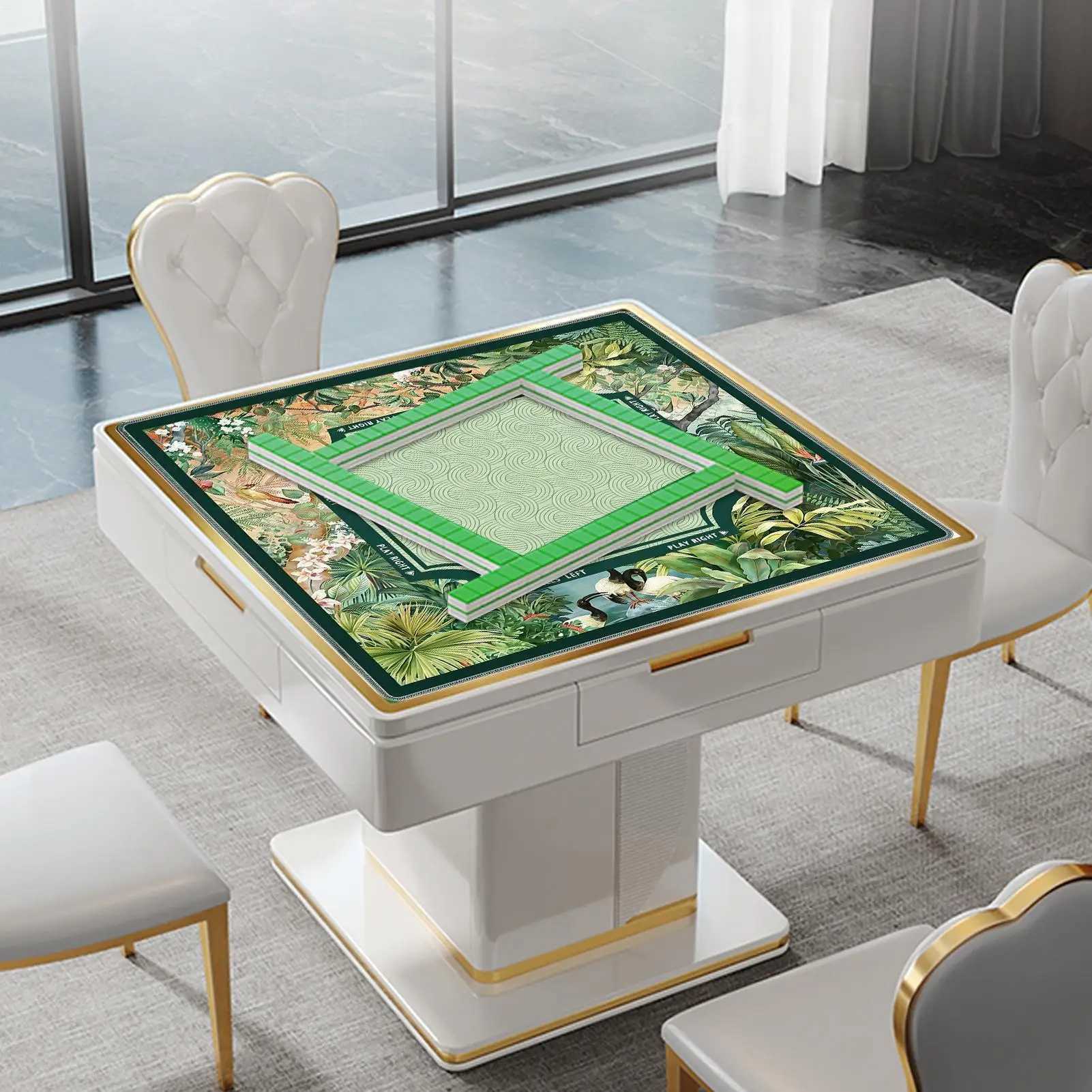 80x80cm Non-Slip Mahjong Mat for Table Noise Reduction Tropical Mahjong Mat Table Cover for Tile Games Home Dorm Apartment Z260908