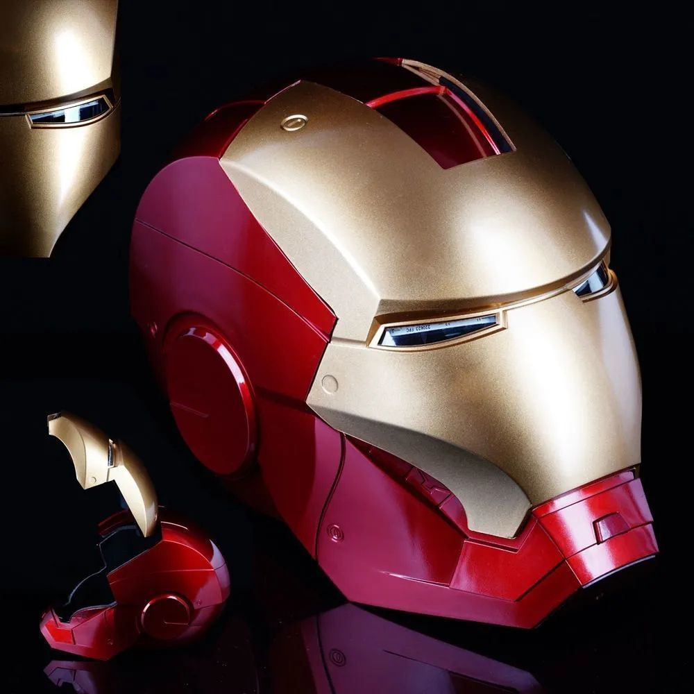 Iron Hero MK 5 Wearable Helmet Voice Touch Control Realistic Sound Effects Can Cosplay Collectible Figures for Man and Teen Ideal Gift Gold - view 4