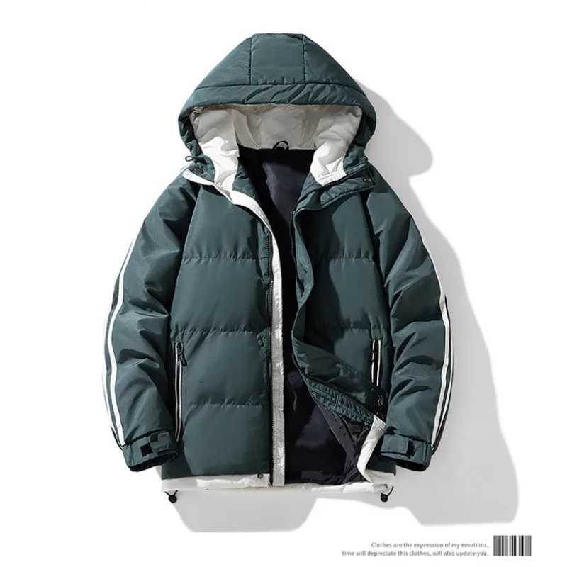 Unisex Cotton Winter Jacket Men's Women's Patchwork Color Padded Coat Windproof Warm Cotton Zipper Hooded Outwear DailyT260907 - view 5