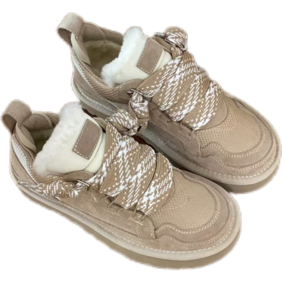 Ladies Suede Warm Plush Lined Platform Winter Shoes Lace Up Non Slip Snow Sneakers For Outdoor Daily Cold Season Wear - view 6