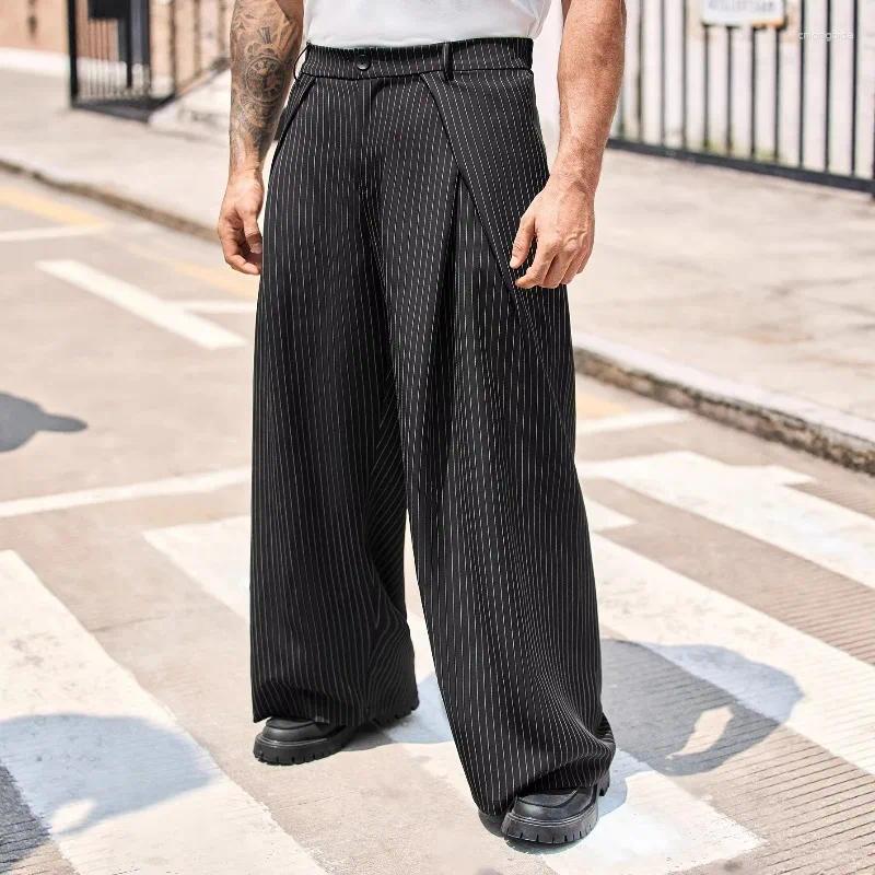 Men' s Suits KIDWHXR Man Suit Pant Korean Striped Pleate - view 5