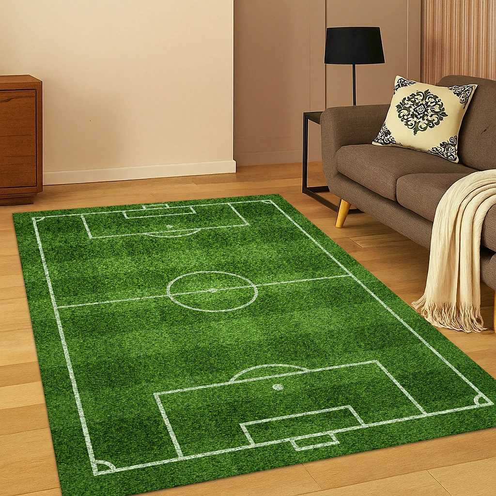 3D Football Black Football Field Sports Carpet Rug for Living Room Sofa Home Bedroom Doormat Decor Playroom Non-slip Area Rug X260907 - view 5
