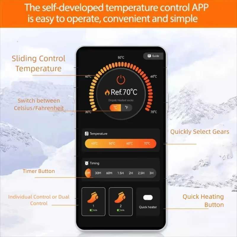 New APP Control Heated Socks 5000mah Battery Electric Heated Skiing Socks Winter Thermal Heated Foot Warmer Sport Socks Q260907 - view 3